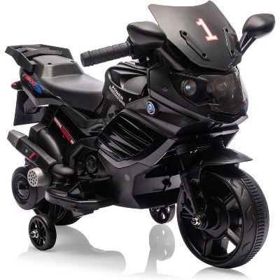 Kids Ride On Motorcycle, 6V Battery Powered Electric Motorcycle, w/Treaded Tires, Horn, Music, Training Wheels, for Kids Toddler Boys Girls 3-6