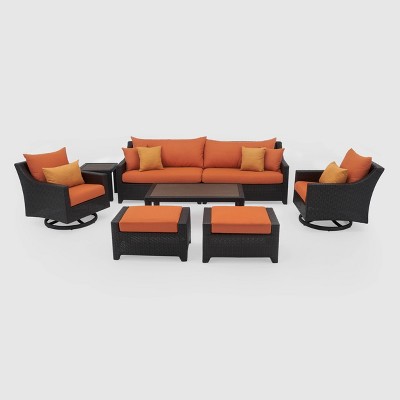 Deco 7pc Sofa & Motion Club Chair Set - Orange - RST Brands