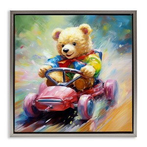 Stupell Industries Teddy Bear on Go Kart, 18" x 18" - 1 of 4