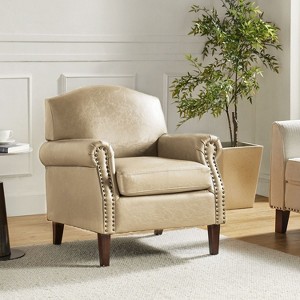Gianluigi Transitional Vegan Leather Armchair with Nailhead Trim for Bedroom and Living Room| ART OF LIVING DESIGNS - 1 of 4