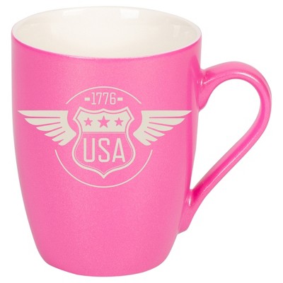 100 North United States of America 10 Ounce Pink Metallic Finish, Comfortably Fits Your Hands, New Bone China Coffee Tea Cup Mug, USA 1776