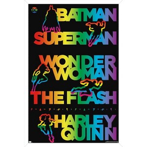 Trends International DC Comics Justice League - Rainbow Silhouette Framed Wall Poster Prints - 1 of 4