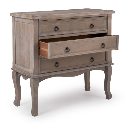 Elegant Farmhouse Light Gray 3-Drawer Storage Chest
