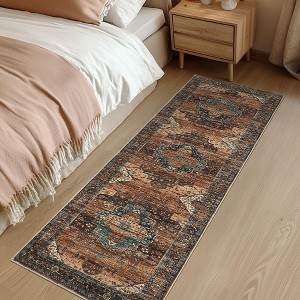 Coucheta Machine Washable Vintage Area Rug, Non-Slip, Stain-Resistant Soft Low Pile Distressed Accent Carpet for Living Room, Bedroom, Laundry - 1 of 4