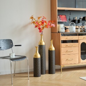 NicBex Modern Floor Vases Set of 3, Glazed Metal Large Vase for Dried Flowers, Vintage Standing Vase for Pampas Grass Wicker - 1 of 4