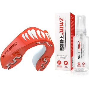 SafeJawz EXTRO Dual Layer Sports Mouth Guard with Case and Disinfectant Spray Bundle Kit for Basketball, Football, MMA, Hockey, Wrestling - Adult - - 1 of 4