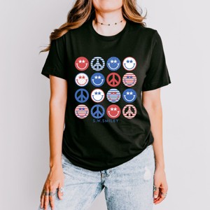 Simply Sage Market S.W.Smiley Stacked 4th of July Smiley Short Sleeve Tee - 1 of 4