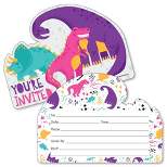 Big Dot of Happiness Roar Dinosaur Girl - Shaped Fill-in Invites - Dino T-Rex Baby Shower or Birthday Party Invite Cards with Envelopes - Set of 12