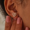 Turandoss Heart Initial Stud Earrings - Gifts for Girls, Sterling Silver Post 14K GoTurandossld Plated All Over Hypoallergenic - 2 of 4