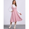 INSPIRE CHIC Women's Lace Trim Button Decor Overalls Midi Pinafore Dress with Pockets - 4 of 4