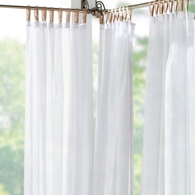 White Sheer Polyester Tab Top Indoor/Outdoor Curtain Panel