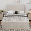 CAVINAS Queen Size Platform Beds, Corduroy Upholstered Bed Frame with Vertical Stripe Wingback Headboard and High Footboard - 3 of 4