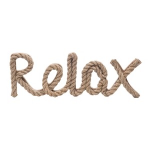 Beachcombers 7" x 13.78" Natural Rope "Relax" Beach House Hanging Wall Sign Plaque - 1 of 2