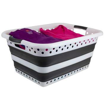 Vanderbilt Home PL5202 Pop and Load Laundry Basket, White/ Gray