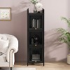 ORRD Modern 3-Tier Glass Door Cabinet Dark Green - 4-Tier Storage with Fluted Glass for Living Room & Entryway - 2 of 4