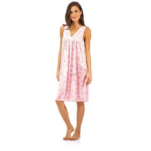 Casual Nights Women's Floral Lace Tricot Sleeveless Nightgown - 1 of 3