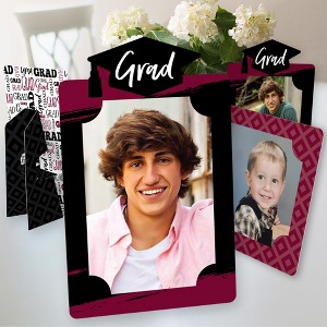 Big Dot of Happiness Maroon Graduation Party Centerpieces - 4x6 Picture Display - Paper Photo Frames - Set of 12 - 1 of 4