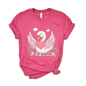 Simply Sage Market Women's Be My Valentine Swan Short Sleeve Graphic Tee - 1 of 4
