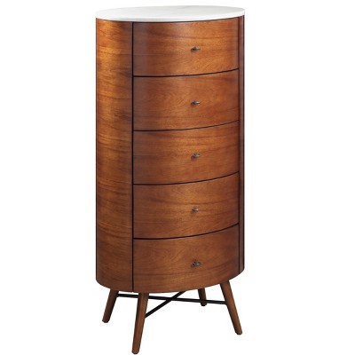 NicBex 5 Drawers Dresser for Bedroom,Walnut Chest of Drawers with Marble Table,Modern Wood Dressers for Closet,Living Room,Hallway,Walnut