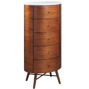 NicBex 5 Drawers Dresser for Bedroom,Walnut Chest of Drawers with Marble Table,Modern Wood Dressers for Closet,Living Room,Hallway,Walnut - 1 of 4