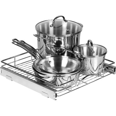 Hold N' Storage - Heavy-Duty Pull Out Pantry Cabinet Organizer with Anti Rust Chrome Finish and Lifetime Limited Warranty
