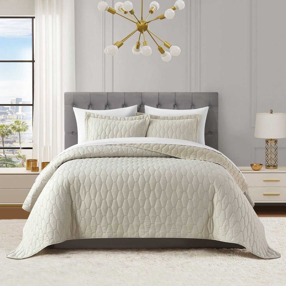 Chic Home Design 3pc Queen Nya Quilt Set Beige