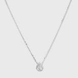Sterling Silver Teardrop Cubic Zirconia Halo Station Necklace - A New Day™ Silver