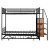 TiramisuBest Twin Over Full Metal Bunk Bed with Drawer and Lateral Storage Ladder and Wardrobe - 2 of 4