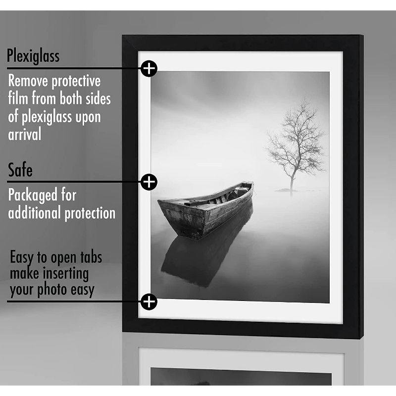Americanflat Picture Frame with tempered shatter-resistant glass - Available in a variety of sizes and styles, 3 of 6