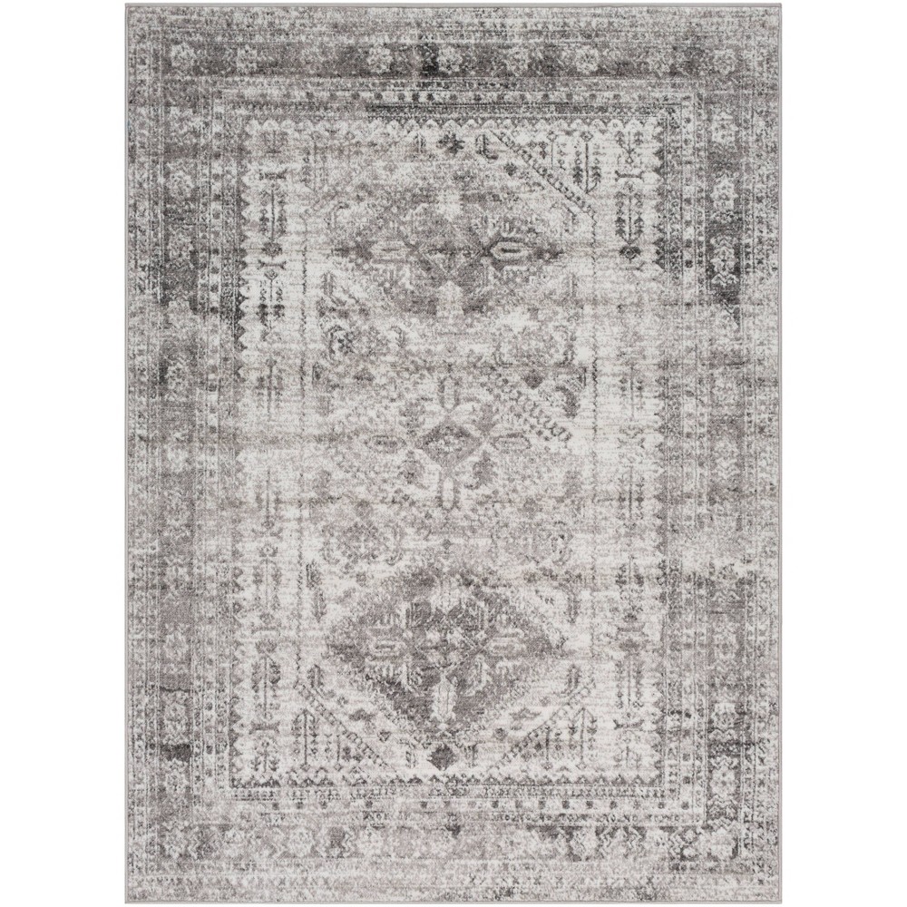 Photos - Area Rug Livabliss 5'3"x7'3" Melissa Traditional Rugs Charcoal Gray: Medium Pile, Stain & Fade-Resistant, Indoor Use
