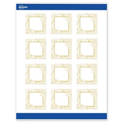 Avery Square Labels, Gold Florals, 2" x 2", 120 Total