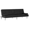 vidaXL Sofa Bed with Cup Holders Black Faux Leather - 2 of 4