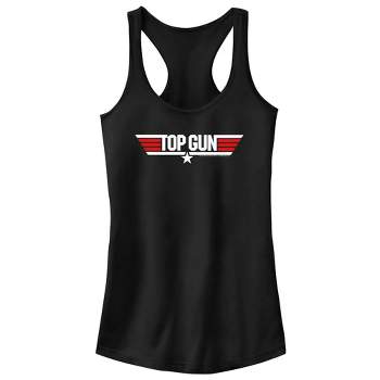 Juniors Womens Top Gun Red and White Movie Logo Racerback Tank Top