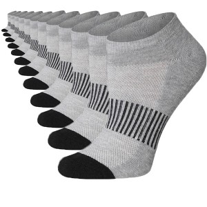 Women's 12-Pairs Grey with Striped Accents and Black Toes Low Cut Athletic Sport Peformance Socks - 1 of 4