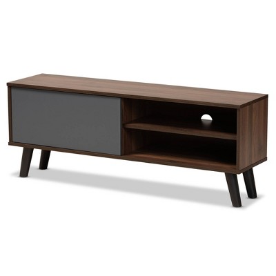 Mallory Two-Tone Wood TV Stand for TVs up to 50" Gray/Walnut - Baxton Studio