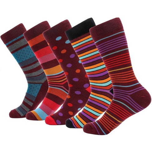 Mio Marino Men's Groovy Designer Dress Socks 5 Pack - Morning Maroon ...