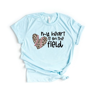 Simply Sage Market Women's My Heart Is On The Field Leopard Short Sleeve Graphic Tee