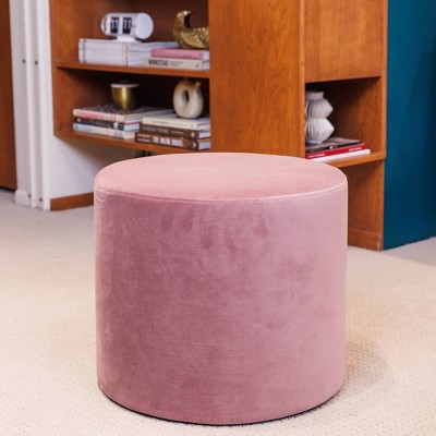 Image of 19" Round Pouf Ottoman Pink Velvet - WOVENBYRD