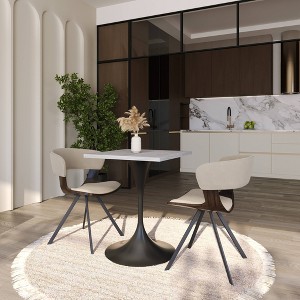 LeisureMod Verve 24" Sqaure Dining Table - Modern MDF Top with Black Pedestal Base Accent Cafe Table for Kitchen, Home, and Cafes - 1 of 4