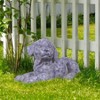 10" x 9" Indoor/Outdoor Laying Puppy Magnesium Oxide Garden Statue Gray - Alpine Corporation - 2 of 4