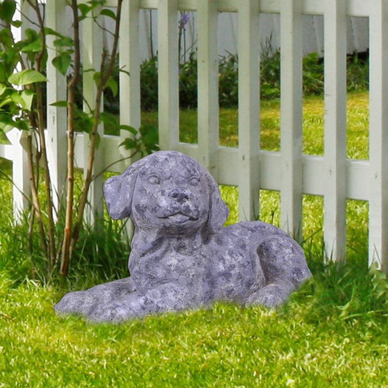 10&#34; x 9&#34; Indoor/Outdoor Laying Puppy Magnesium Oxide Garden Statue Gray - Alpine Corporation, 3 of 6