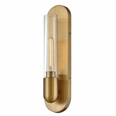 Lacquered Brass Cylinder Dimmable Wall Sconce with Clear Glass