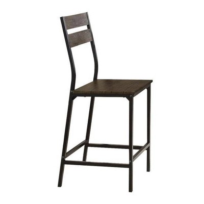 Chair with dark wood seat and backrest on metal frame