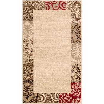 Well Woven Verdant Vines Modern Damask Border Casual Oriental Contemporary Floral Formal Gradient Soft Beige Area Rug