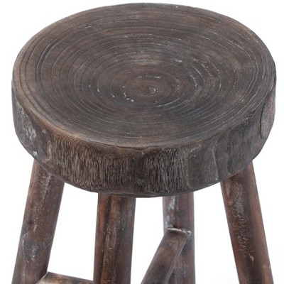 Rustic Brown Wooden Log Cabin Stools Set of 2
