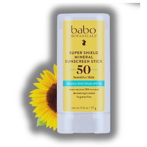 Babo Botanicals Super Shield Mineral Sunscreen Stick SPF 50 | natural origin zinc oxide to provide broad spectrum SPF50 protection - (0.6 oz) - 1 of 2