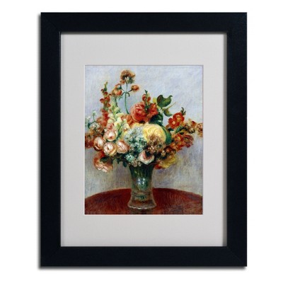 Trademark Fine Art -Pierre Renoir 'Flowers In a Vase 1898' Matted Framed Art