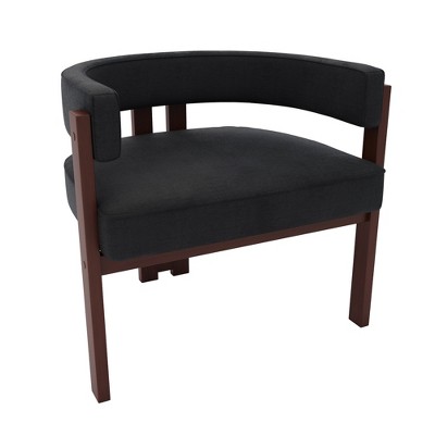 Cesicia Black Accent Chair with Open Back 3 Legs Barrel Dining Chair Comfy Side Chair