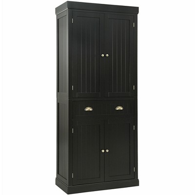 Tangkula Kitchen Cabinet Pantry Cupboard Freestanding w/Shelves Espresso