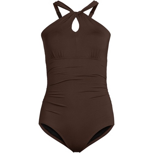 Sporti Plus Size Textured Chlorine Resistant High Neck One Piece
